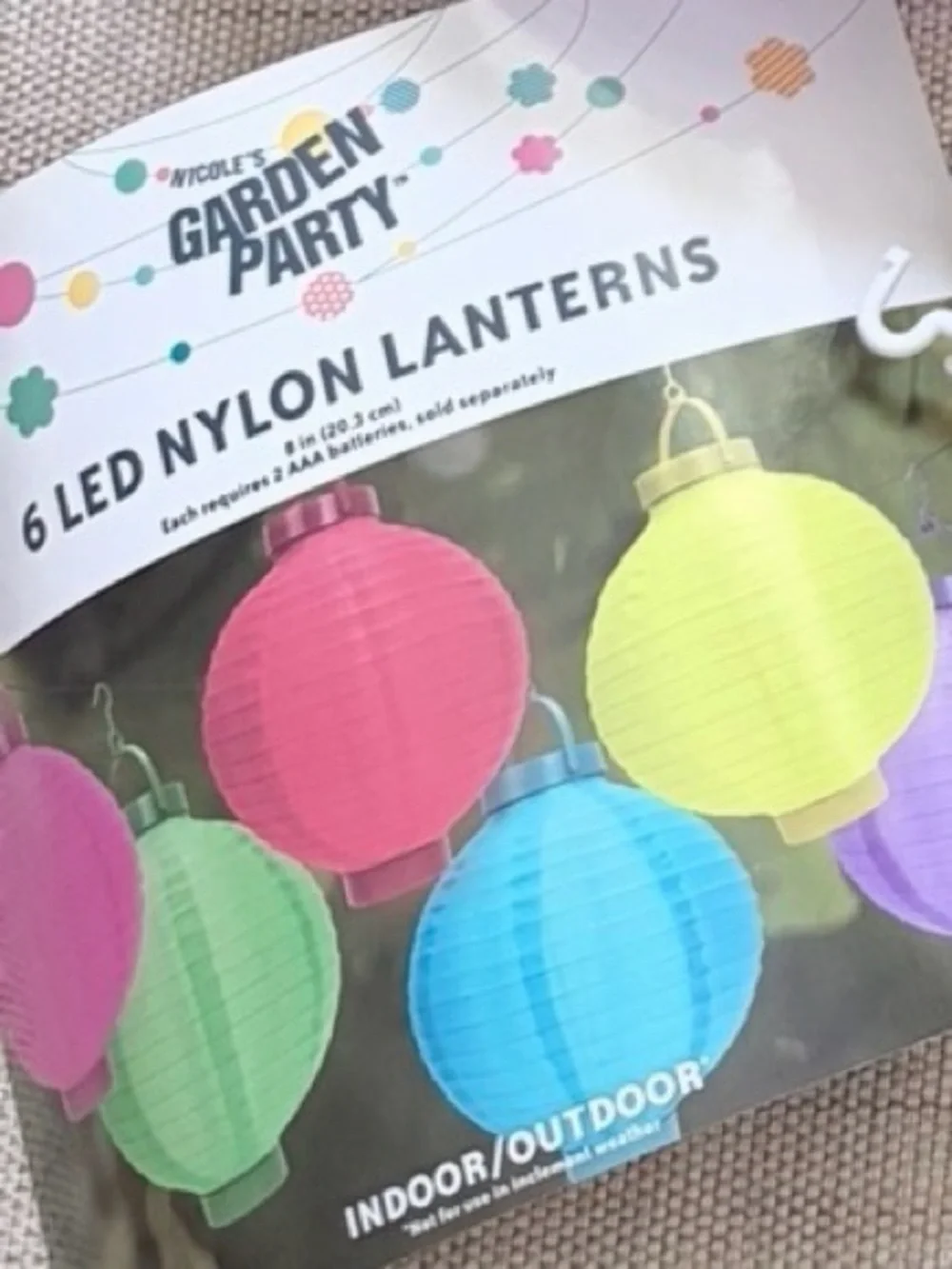 Nicole’s Garden Party 6 LED Nylon Lanterns Used 1X Indoor/outdoor Colorful
